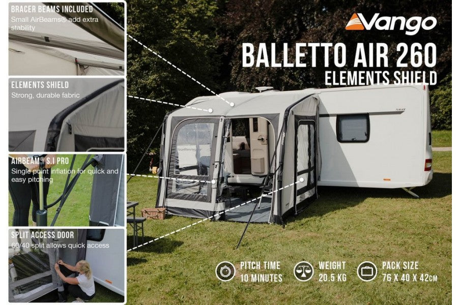 Vango Balletto Air 260 Elements Shield Caravan Porch Awning