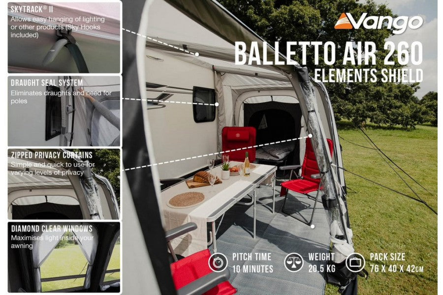 Vango Balletto Air 260 Elements Shield Caravan Porch Awning