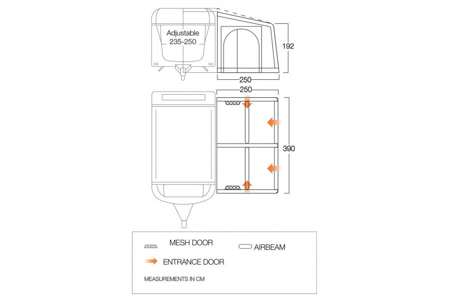 Vango Balletto Air 390 Elements Shield Caravan Porch Awning