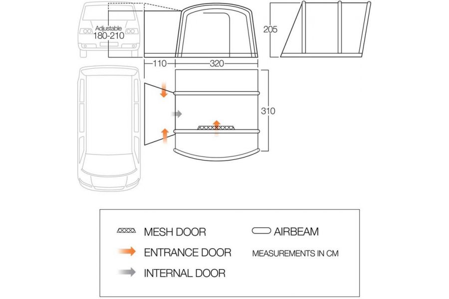 Vango Cove II Air Low Campervan Driveaway Awning 2023
