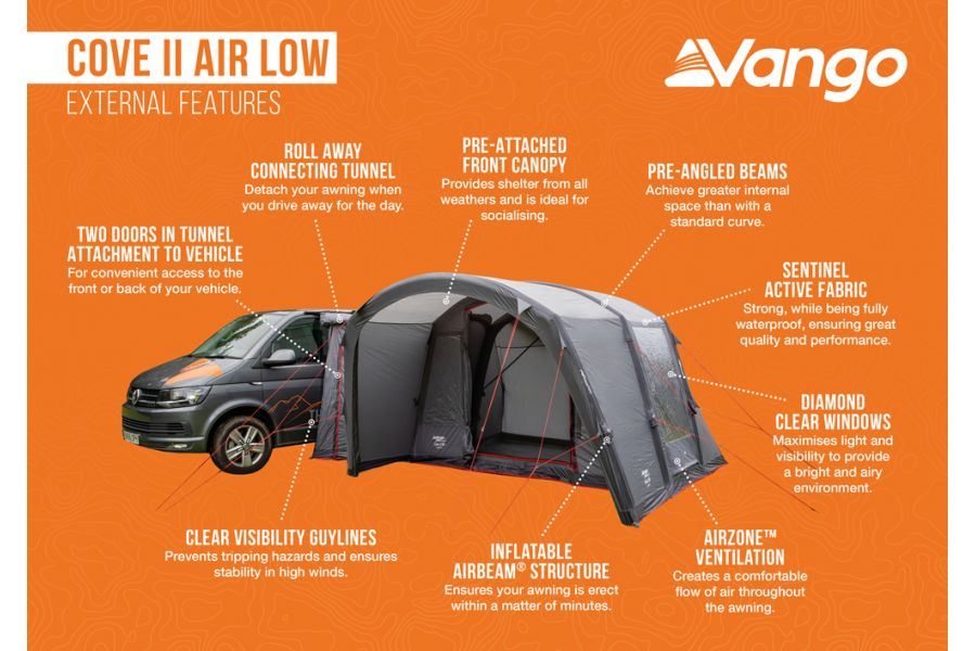 Vango Cove II Air Low Campervan Driveaway Awning 2023