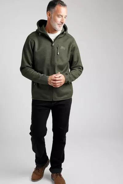 Weird Fish Lockie Recycled Full Zip Bonded Fleece Dark Olive
