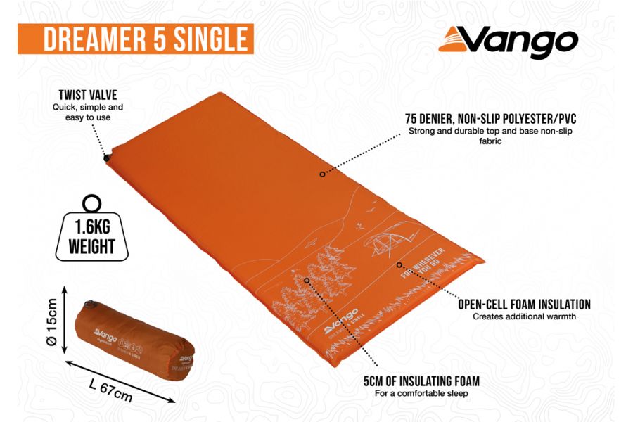 Vango Dreamer Single 5cm Self Inflating Mattress