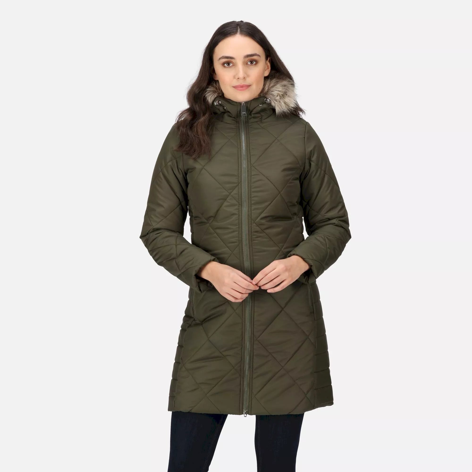 Regatta Ladies Fritha II Insulated Parka Jacket Dark Khaki