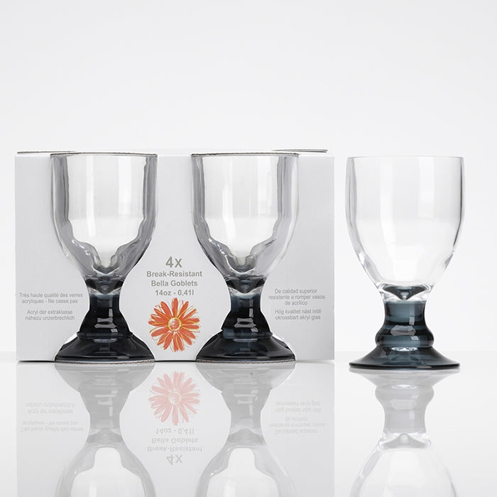flamefield acrylic bella goblet glass smoke colour