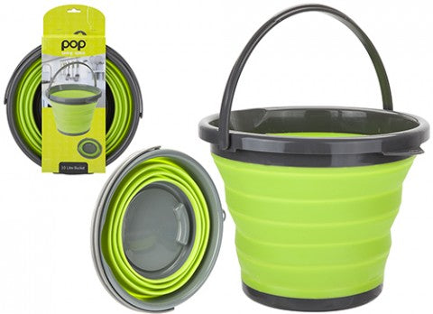 Pop! Collapsible 10 Litre Bucket with Handle - Lime/Grey