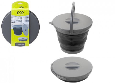 Pop! Collapsible 5L Bucket with Lid - Black/Grey
