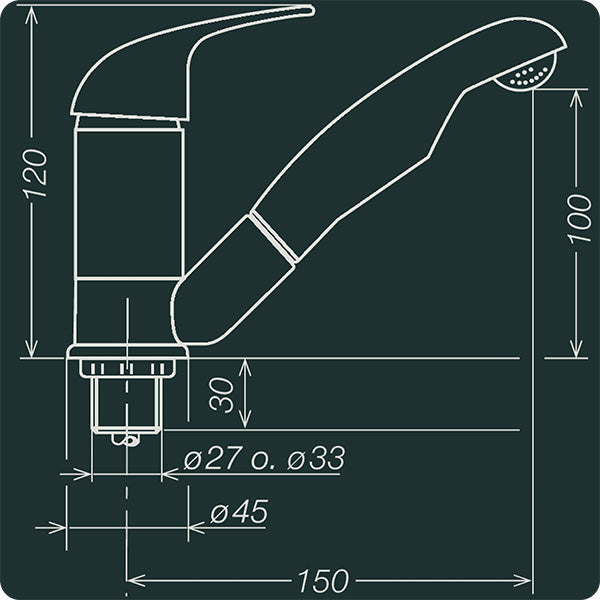 Kama Mixer Tap Faucet 27mm push fit Chrome