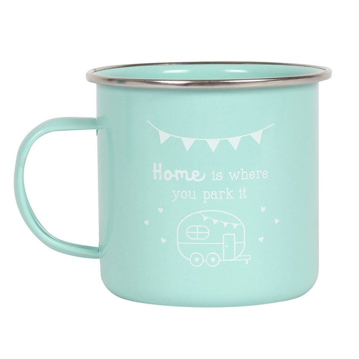 Home Is Where You Park It Enamel Style Mug
