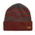 WeirdFish Gilmer Recycled Reversible Stripe Beanie Pinot Red