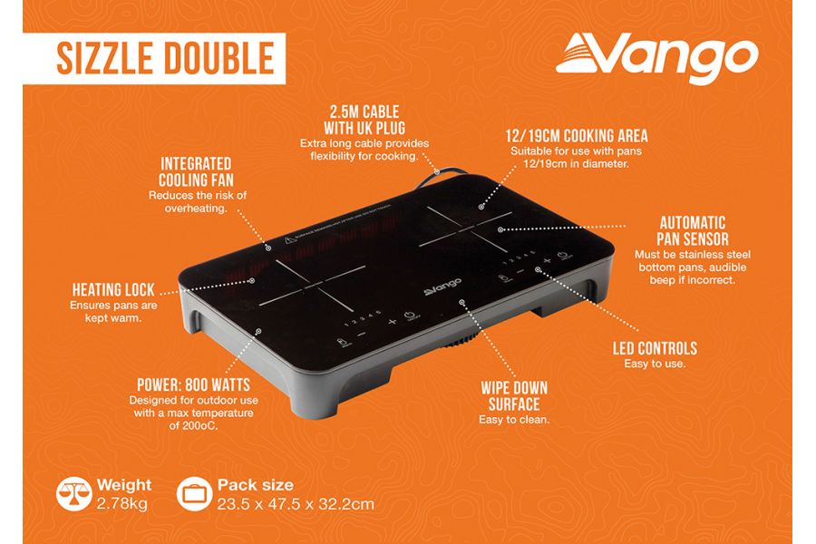 Vango Sizzle Induction Hob Double