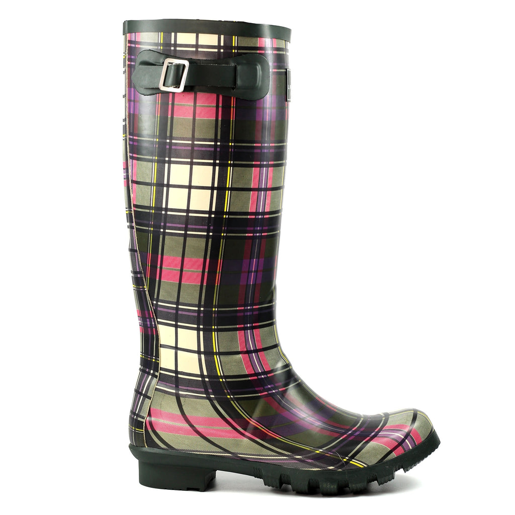 Lunar Ladies Green Tartan Wellies