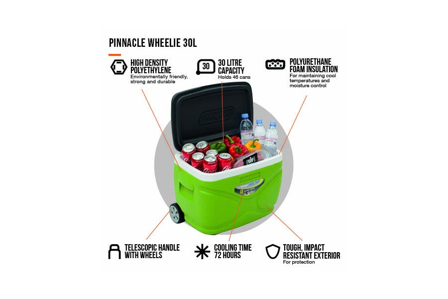 vango pinnacle 30 litre cool box with wheels